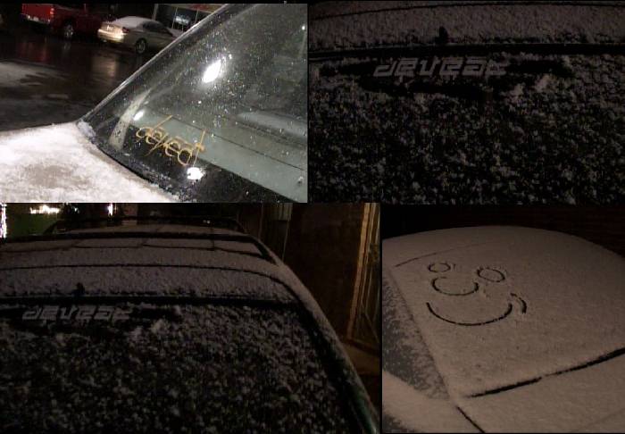 found some deveat fans' cars covered with snow, it was a great night.